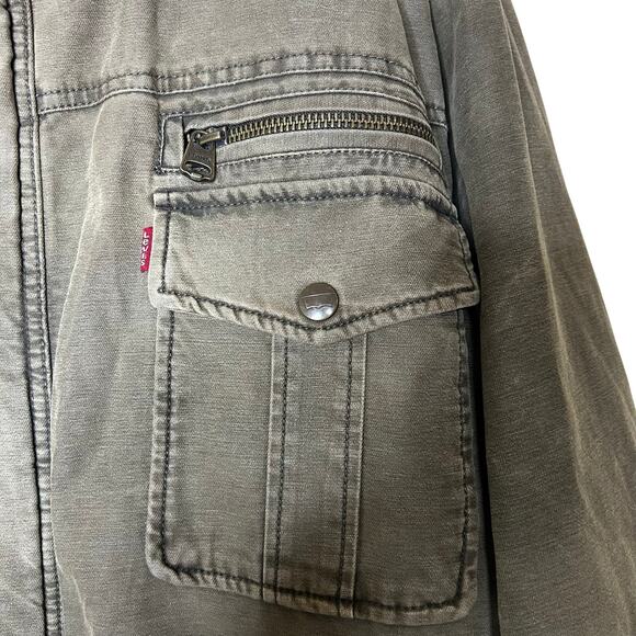 Levis Jacket Size XXL Coat Khaki Green Brown Chore Work Utility Pockets Quilted - Picture 5 of 13